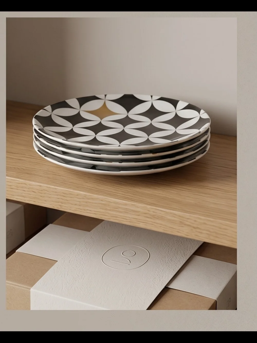 PierOne Black & Gold Patterned Ceramic Salad Plate Set